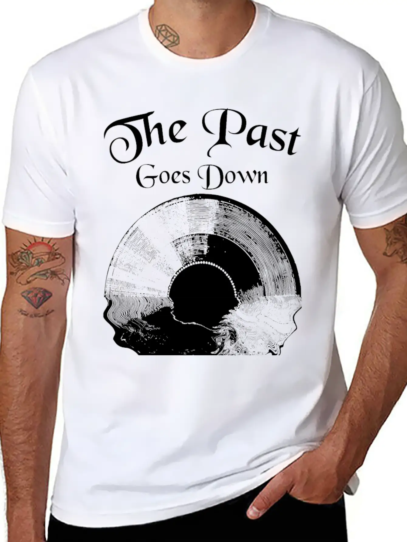 Record Past Goes Down Basic Graphic T-Shirt – Daily Comfort In Soft Cotton