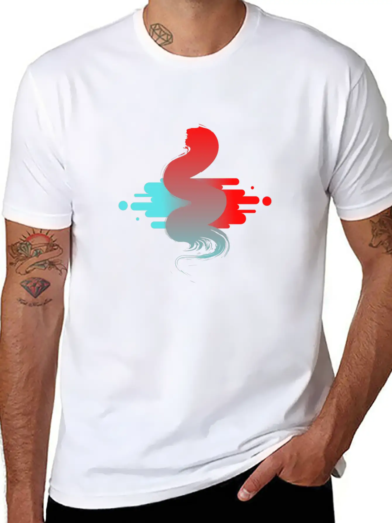 Red Blue Gradients Modern Fit Casual T-Shirt – Clean And Versatile Design