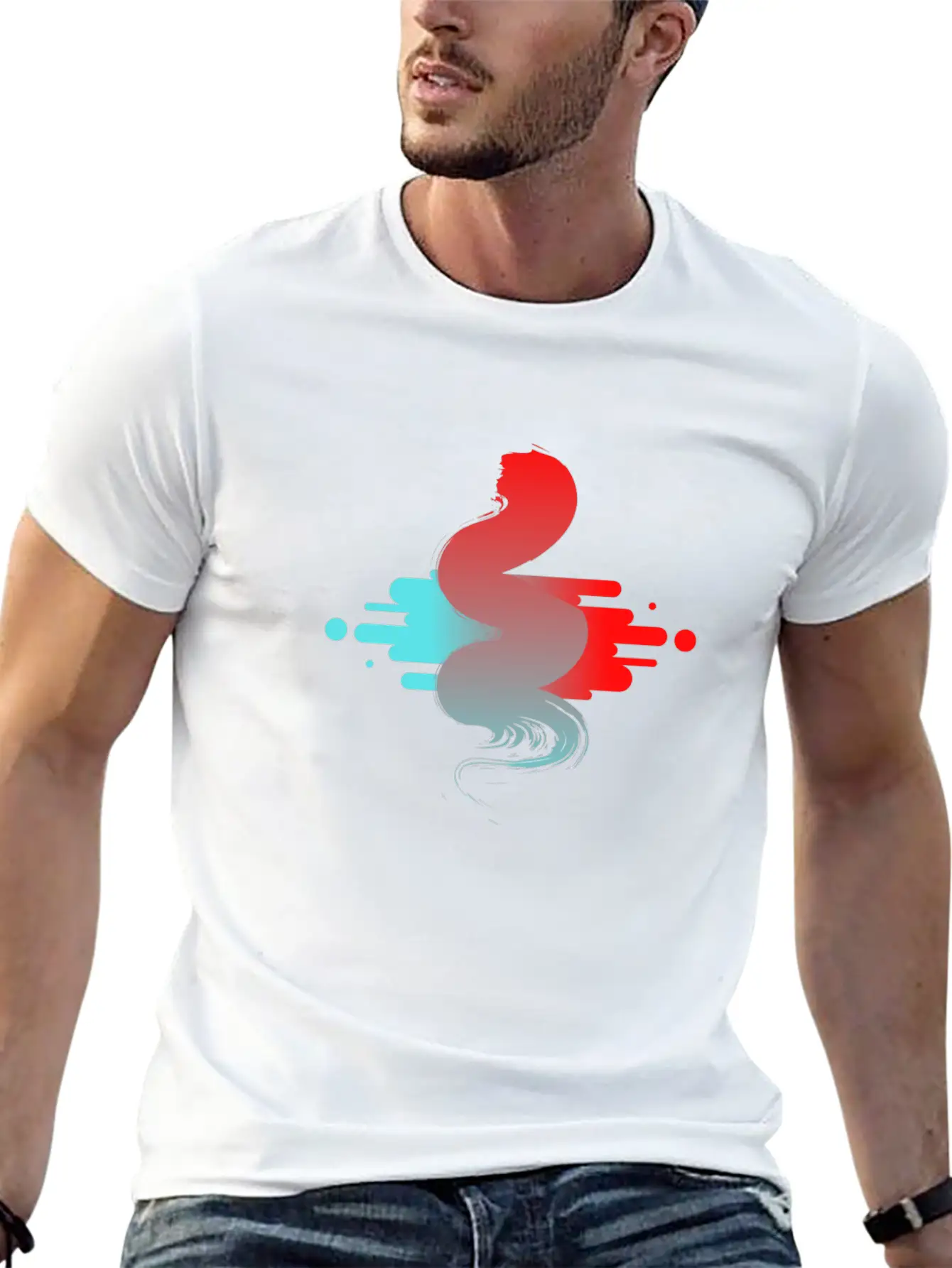 Red Blue Gradients Modern Fit Casual T-Shirt – Clean And Versatile Design