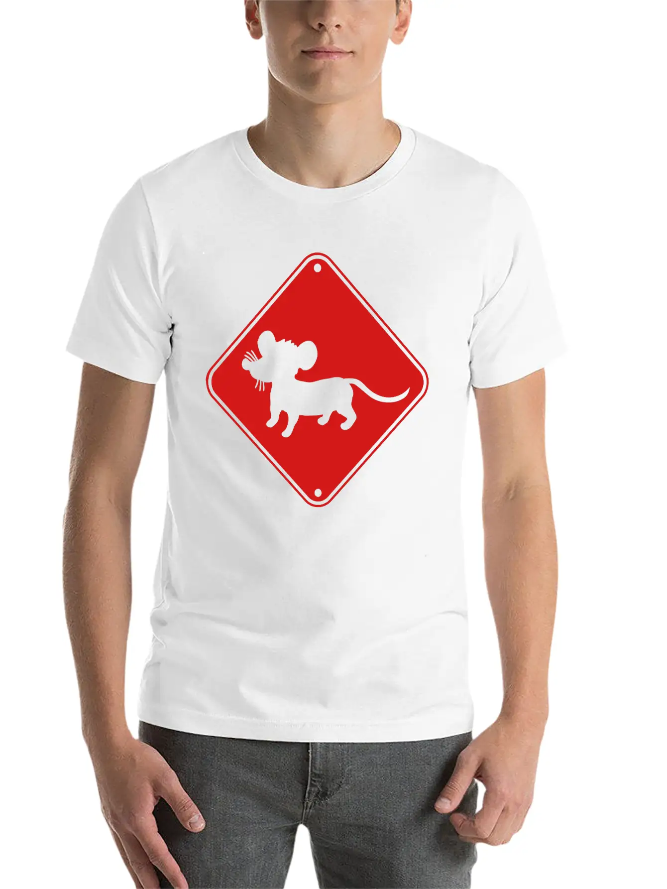 Red Caution Note Shield Warning Mice Mouse Mouse S Lightweight Cotton T-Shirt – Daily Comfort Graphic Shirt