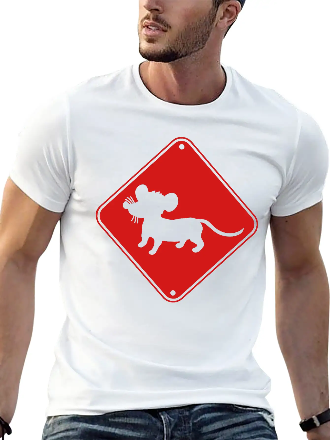 Red Caution Note Shield Warning Mice Mouse Mouse S Lightweight Cotton T-Shirt – Daily Comfort Graphic Shirt