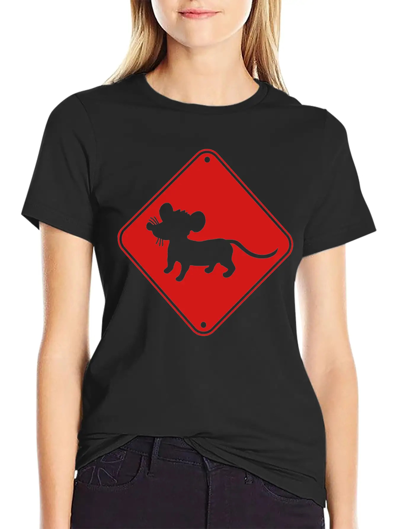 Red Caution Note Shield Warning Mice Mouse Mouse S Lightweight Cotton T-Shirt – Daily Comfort Graphic Shirt