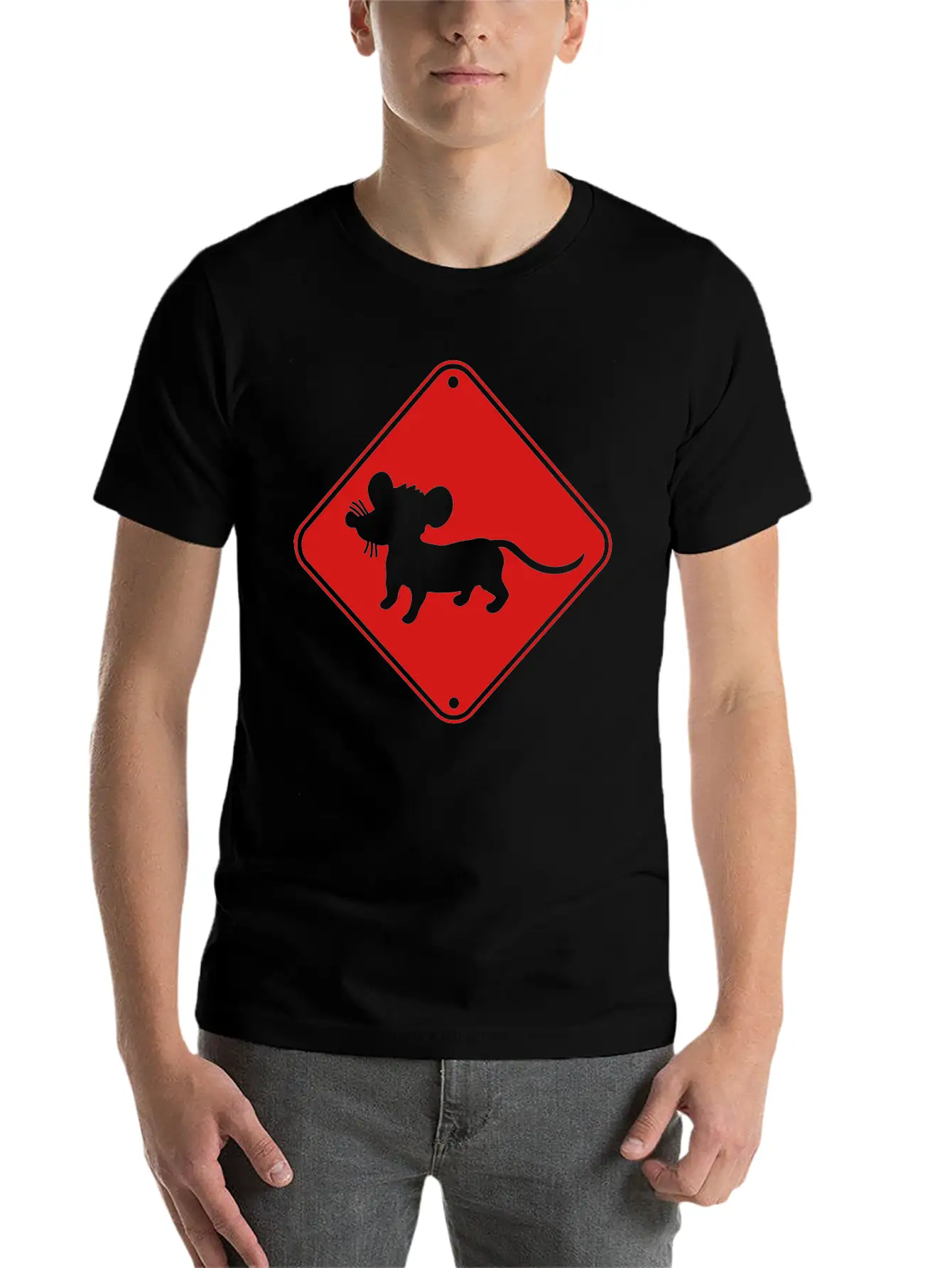 Red Caution Note Shield Warning Mice Mouse Mouse S Lightweight Cotton T-Shirt – Daily Comfort Graphic Shirt