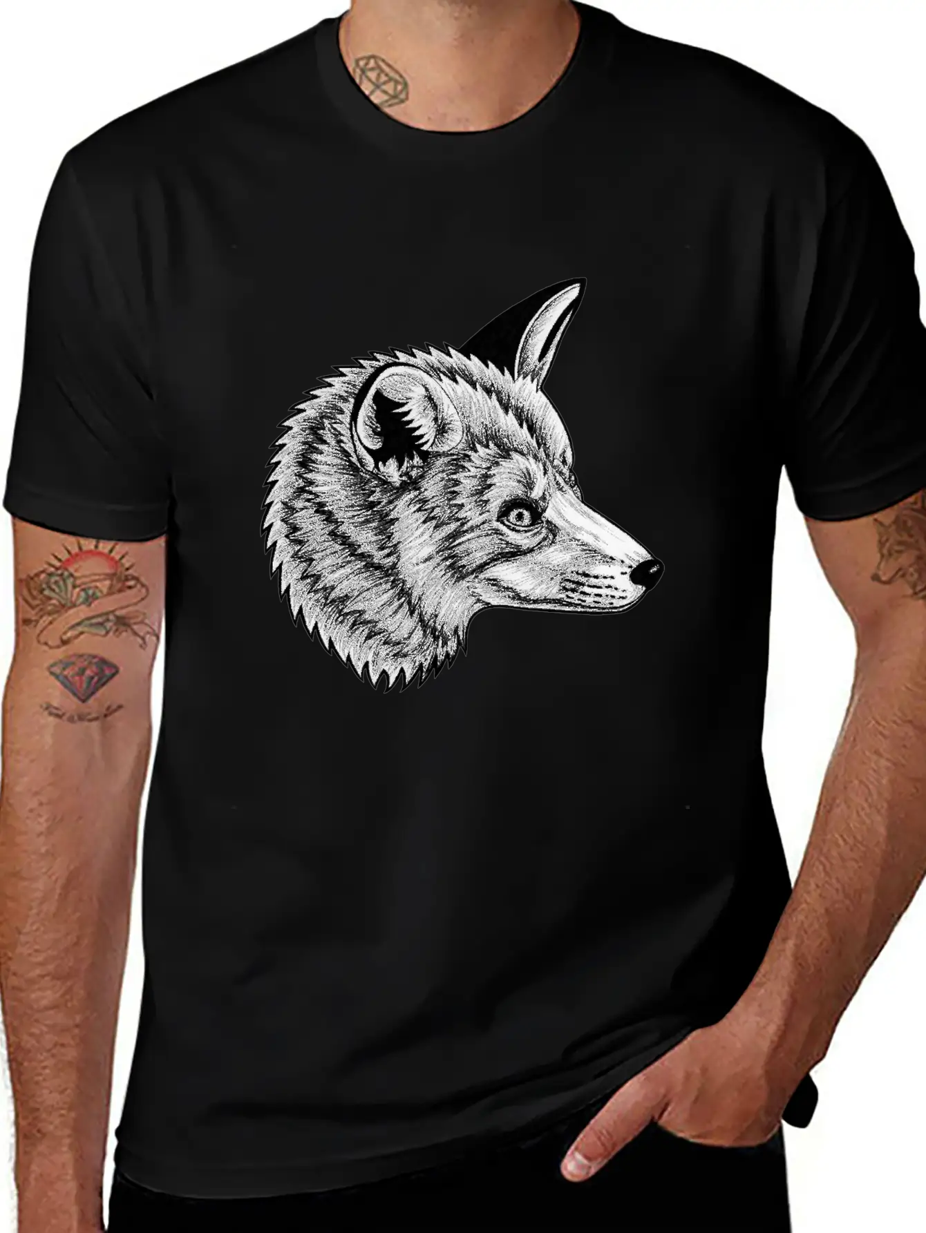 Red Fox - Ink Illustration Relaxed Everyday Tee – Lightweight And Durable Cotton