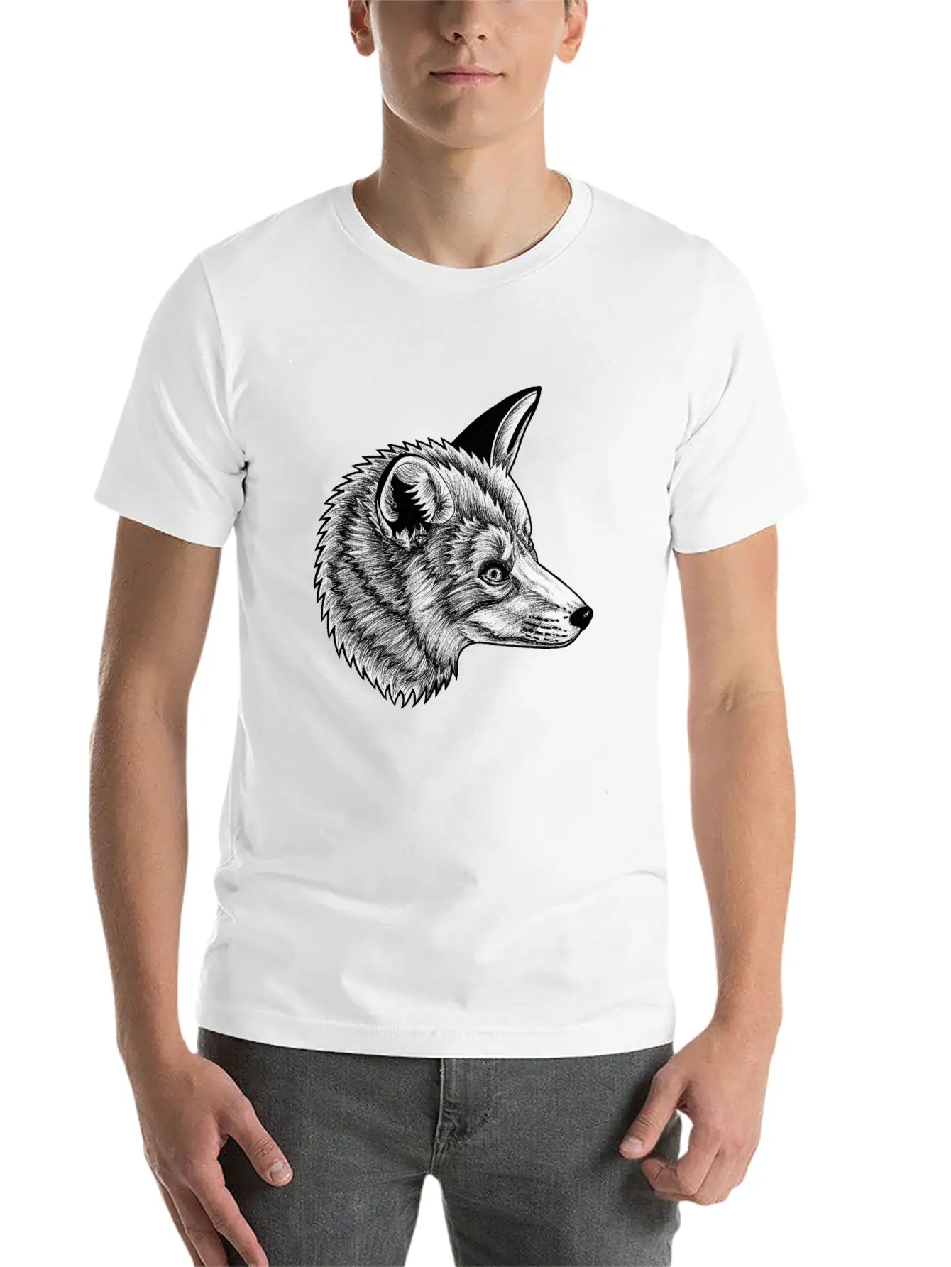 Red Fox - Ink Illustration Relaxed Everyday Tee – Lightweight And Durable Cotton