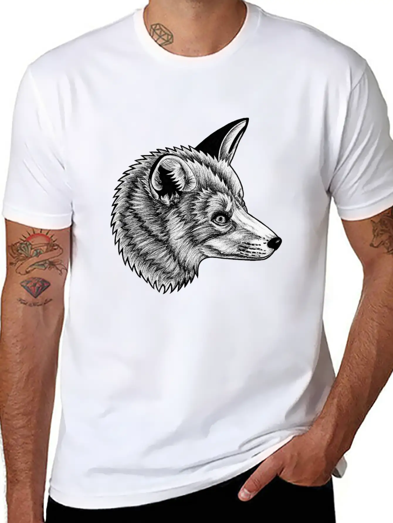 Red Fox - Ink Illustration Relaxed Everyday Tee – Lightweight And Durable Cotton