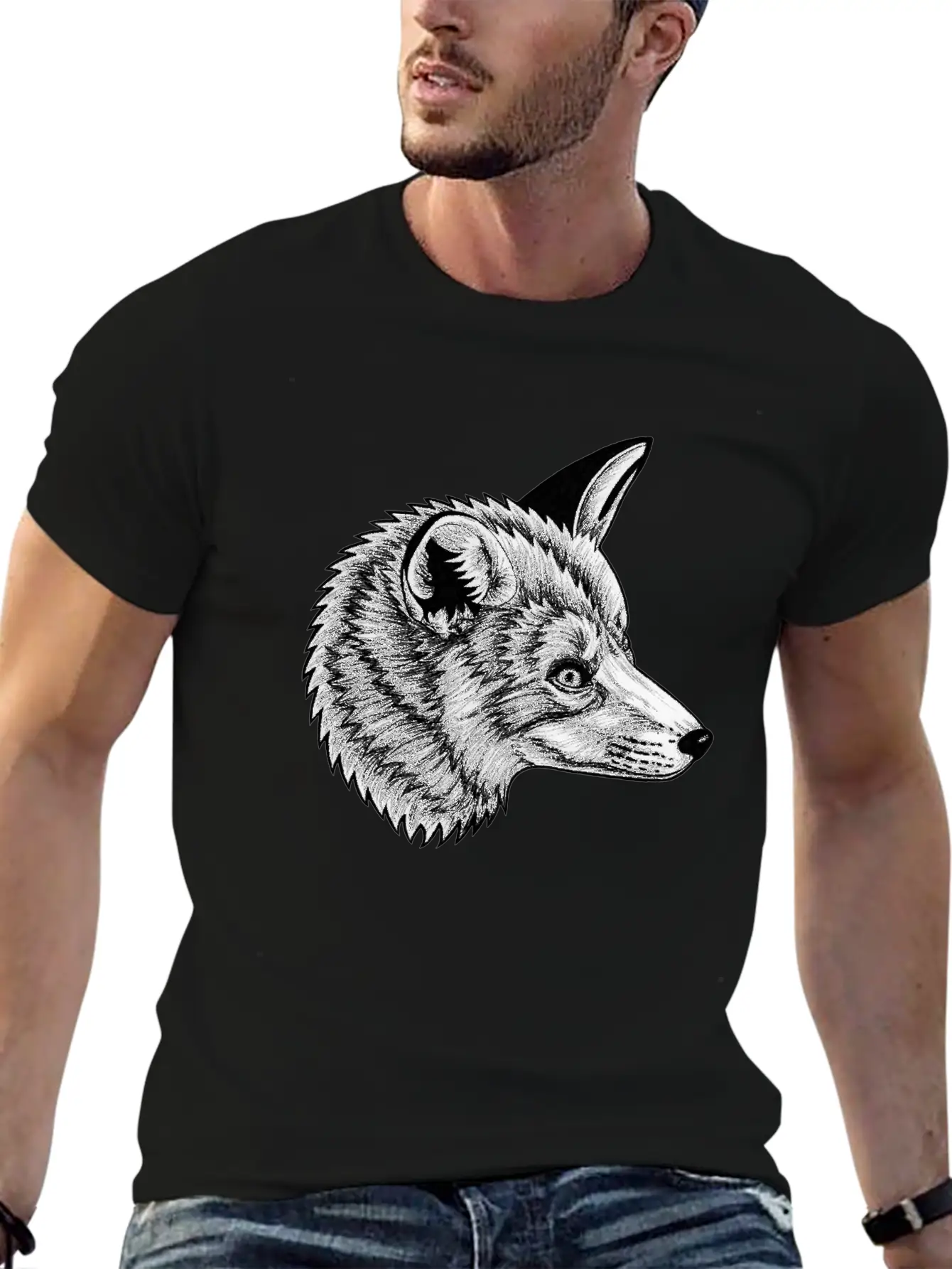 Red Fox - Ink Illustration Relaxed Everyday Tee – Lightweight And Durable Cotton