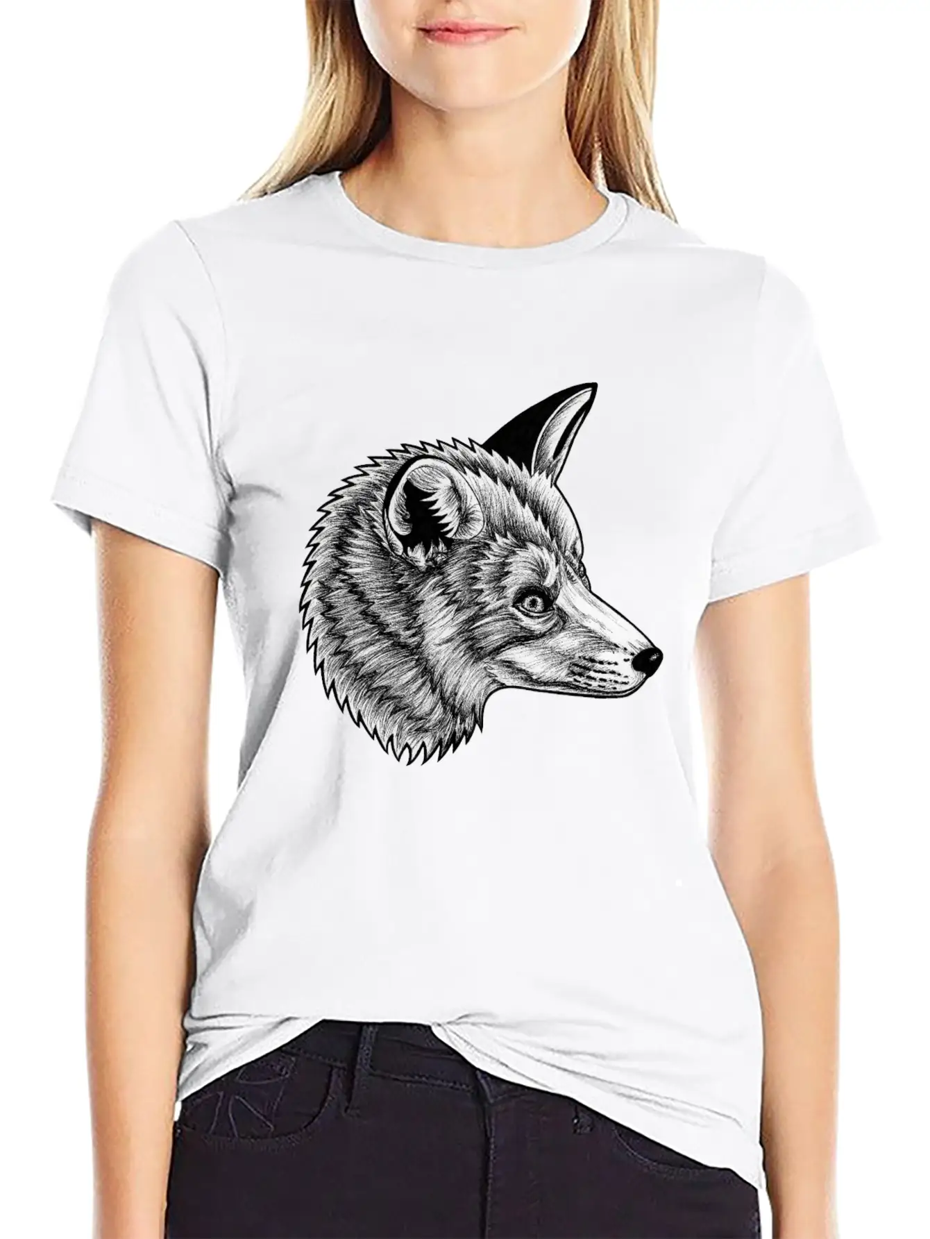 Red Fox - Ink Illustration Relaxed Everyday Tee – Lightweight And Durable Cotton