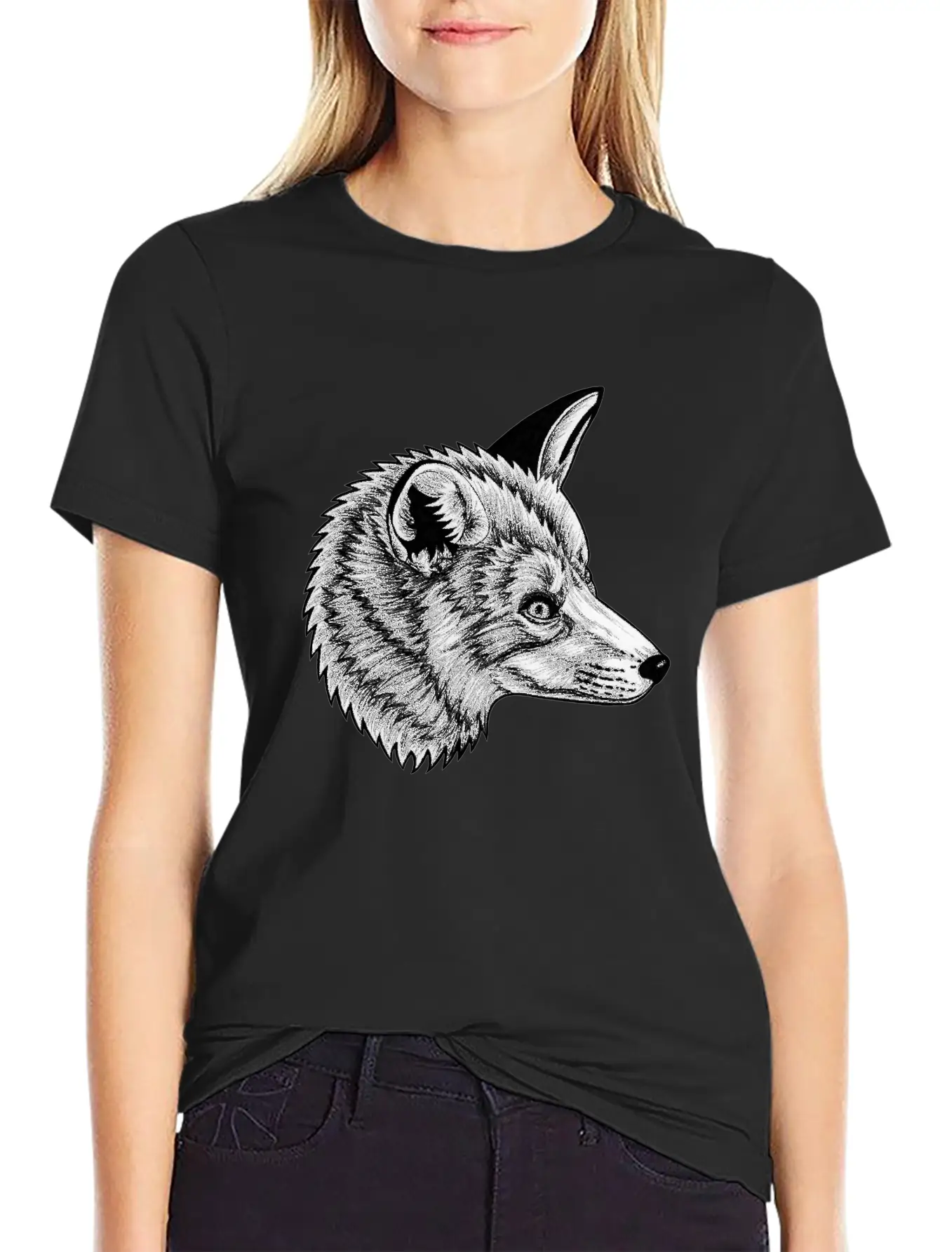 Red Fox - Ink Illustration Relaxed Everyday Tee – Lightweight And Durable Cotton