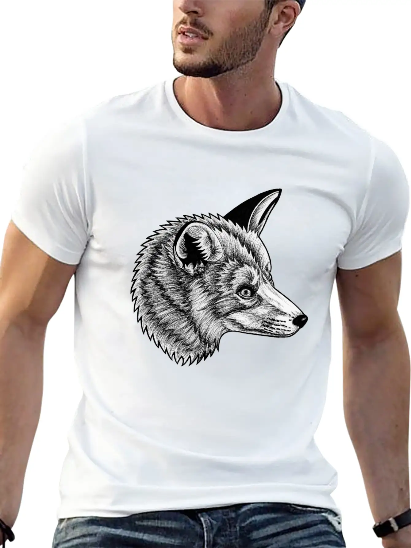 Red Fox - Ink Illustration Relaxed Everyday Tee – Lightweight And Durable Cotton