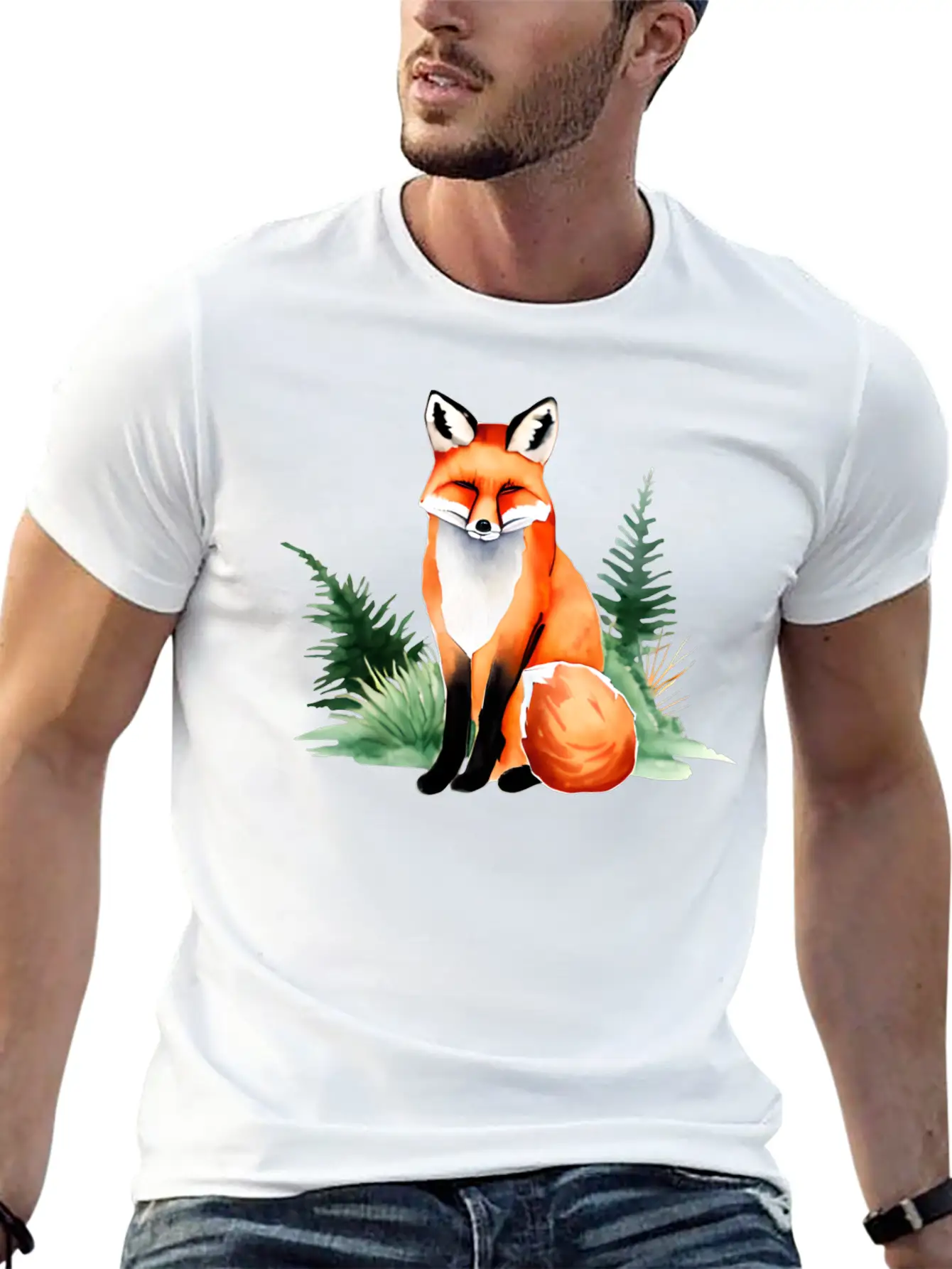Red Fox Lightweight Cotton T-Shirt – Daily Comfort Graphic Shirt