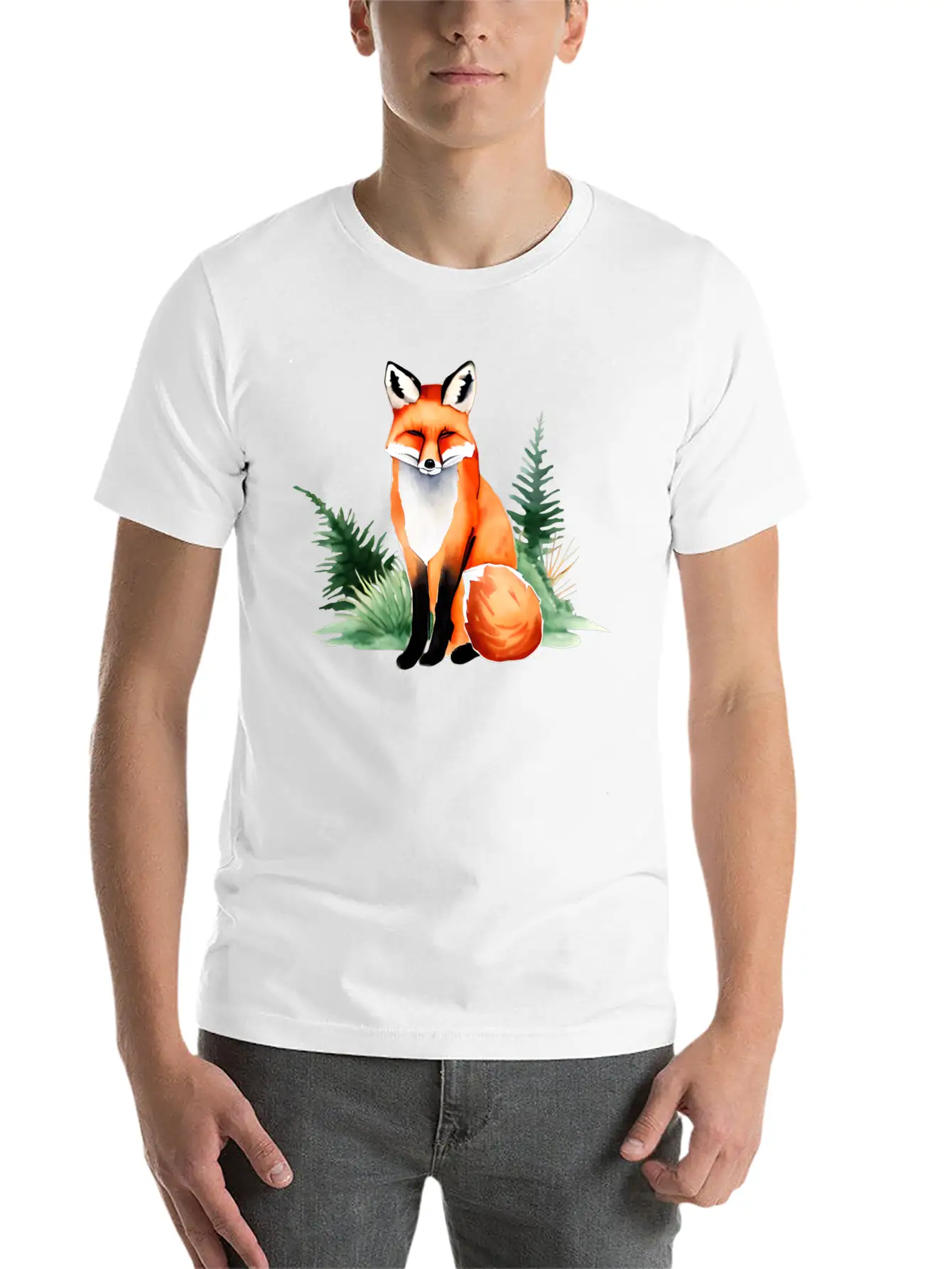 Red Fox Lightweight Cotton T-Shirt – Daily Comfort Graphic Shirt
