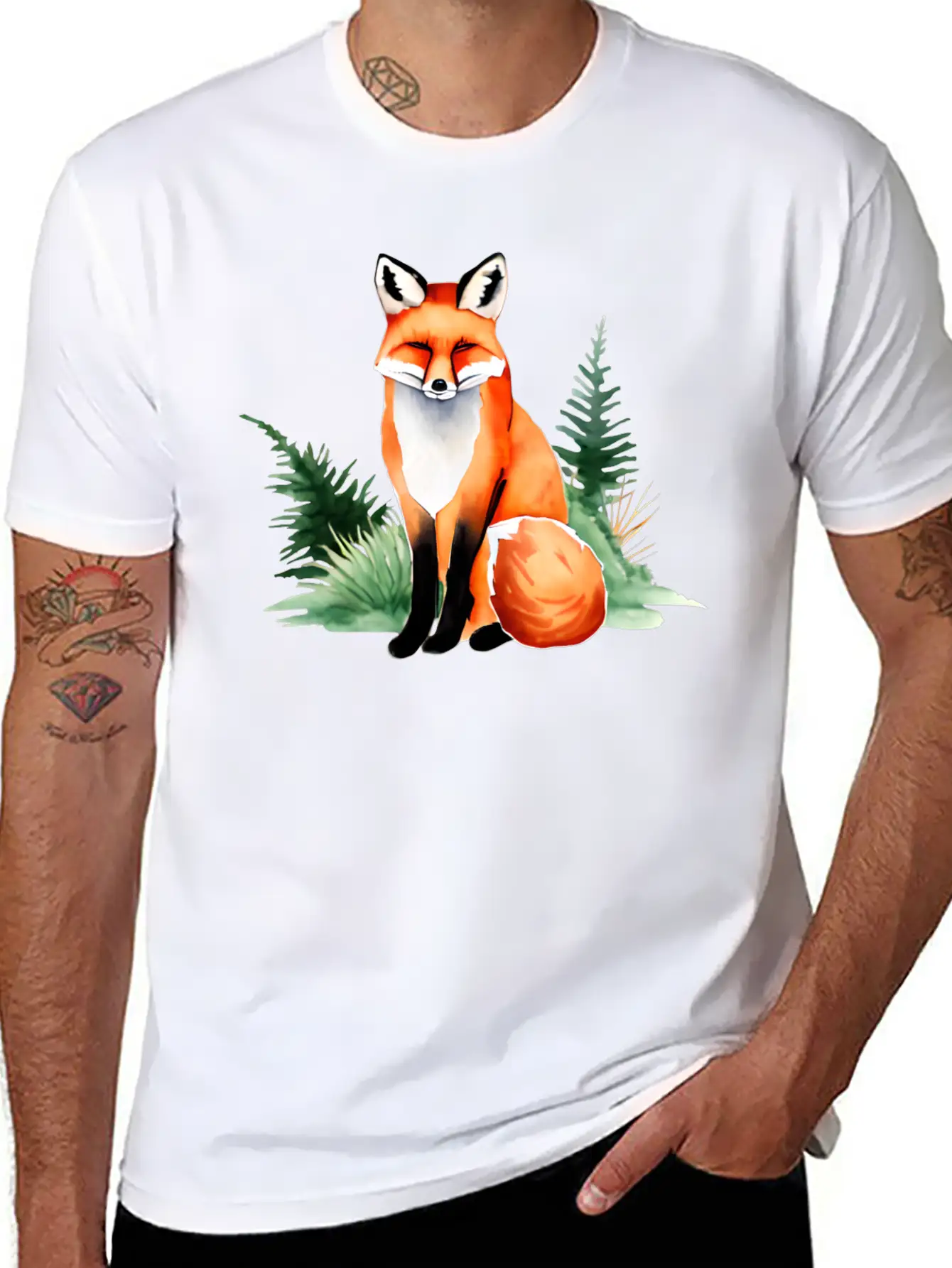 Red Fox Lightweight Cotton T-Shirt – Daily Comfort Graphic Shirt