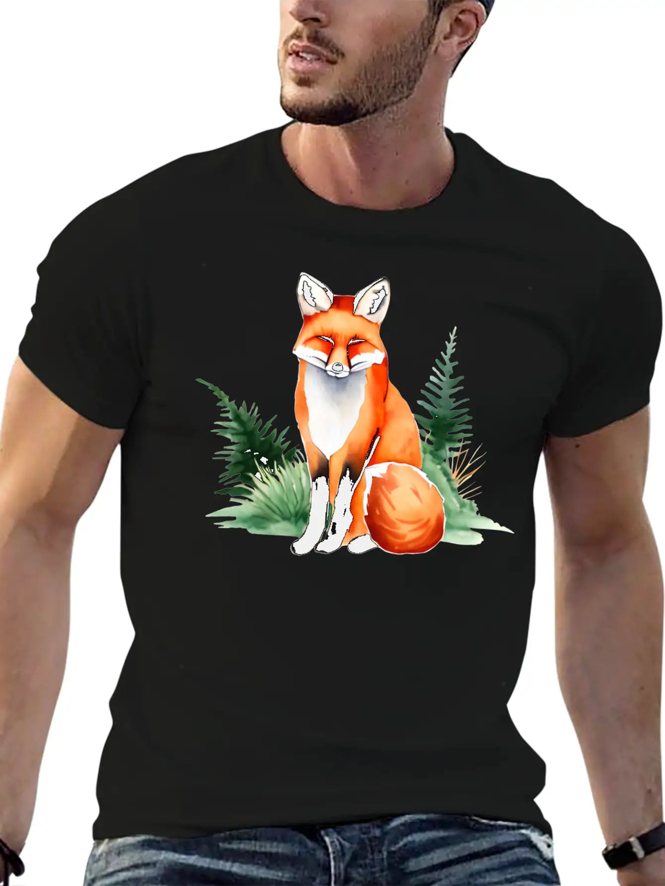 Red Fox Lightweight Cotton T-Shirt – Daily Comfort Graphic Shirt