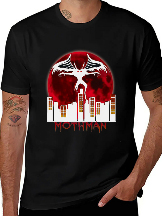 Red Full Moon With Within Urban City Mothman Relaxed Everyday Tee – Lightweight And Durable Cotton