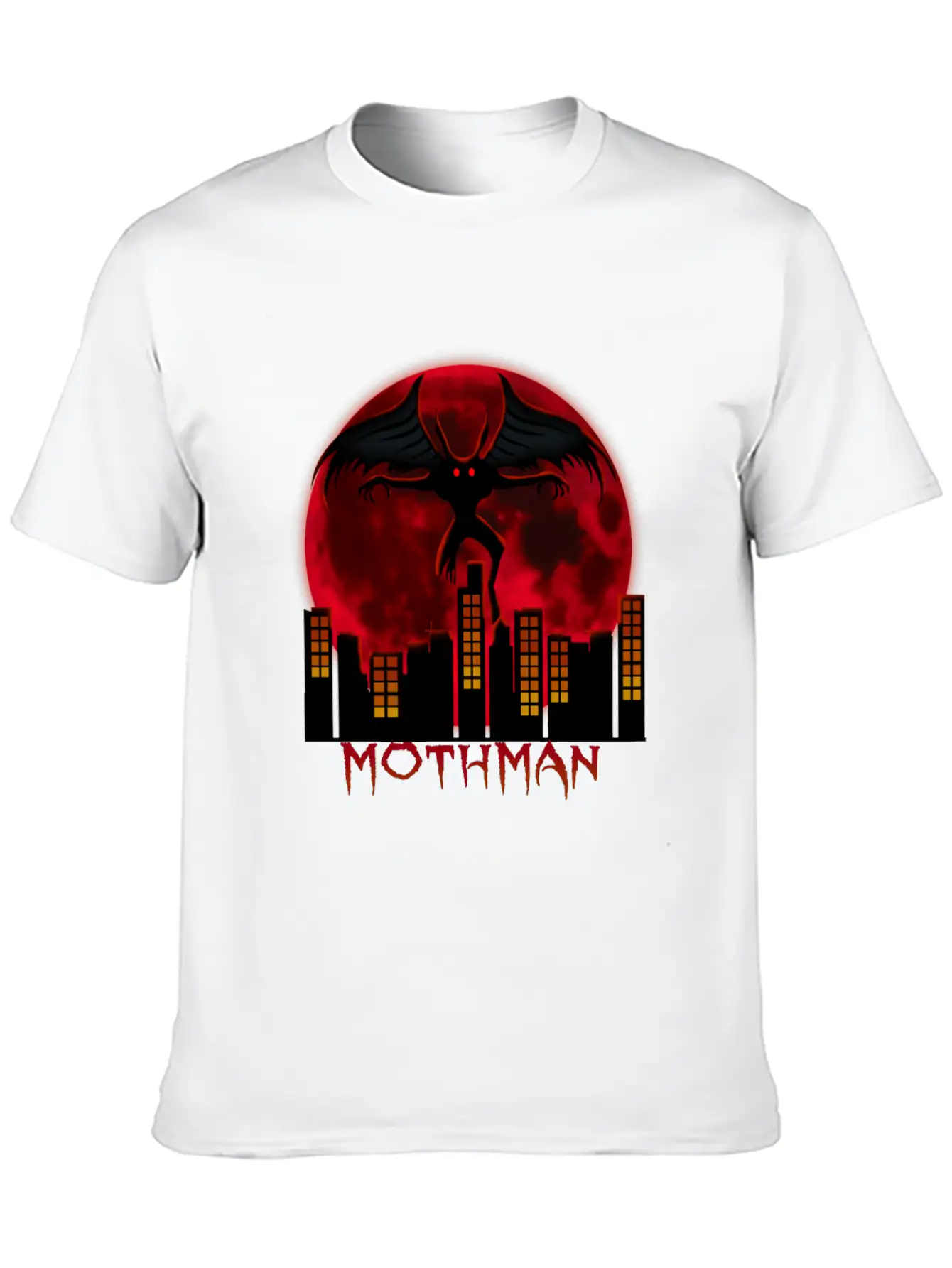 Red Full Moon With Within Urban City Mothman Relaxed Everyday Tee – Lightweight And Durable Cotton