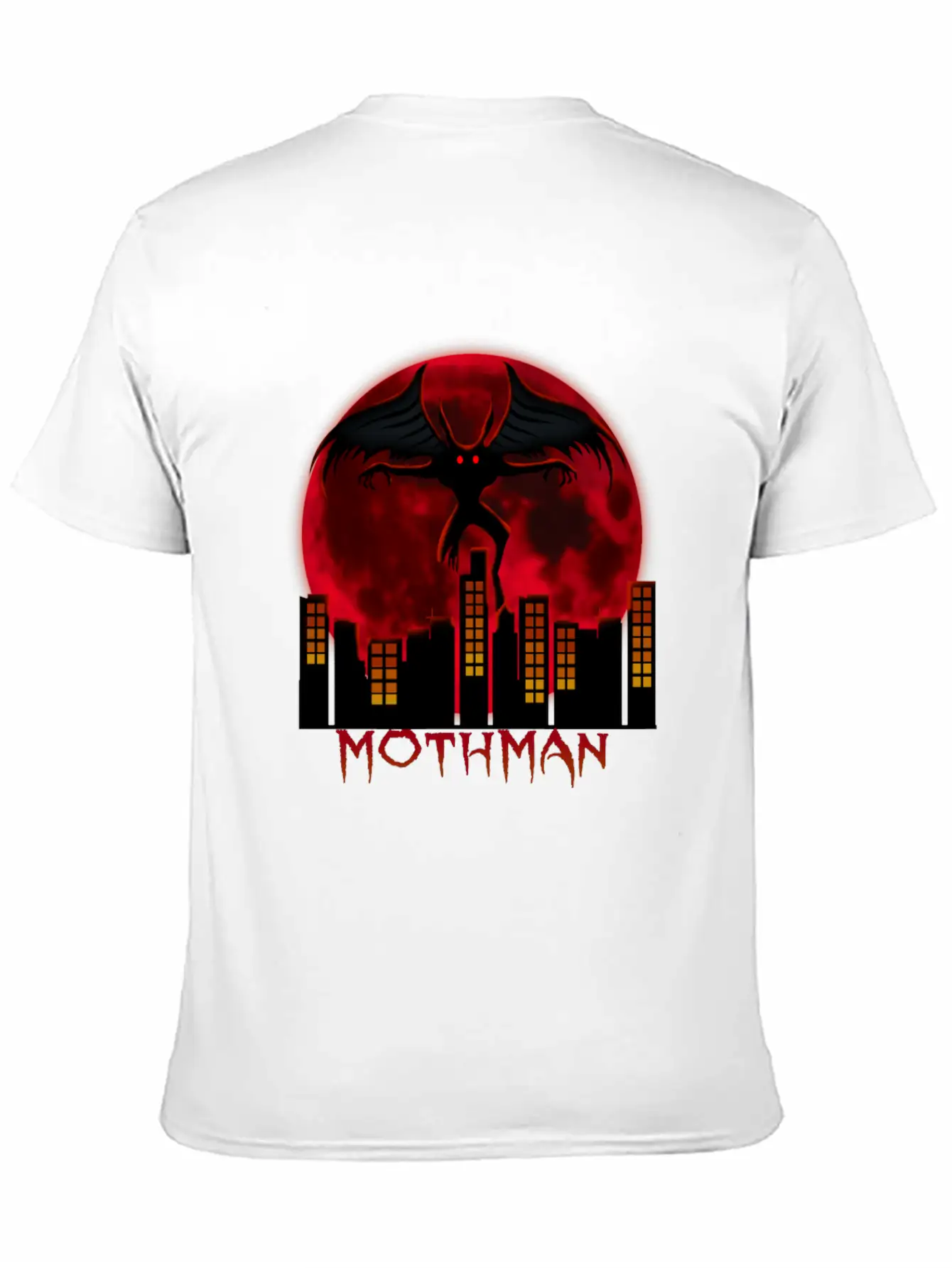 Red Full Moon With Within Urban City Mothman Relaxed Everyday Tee – Lightweight And Durable Cotton