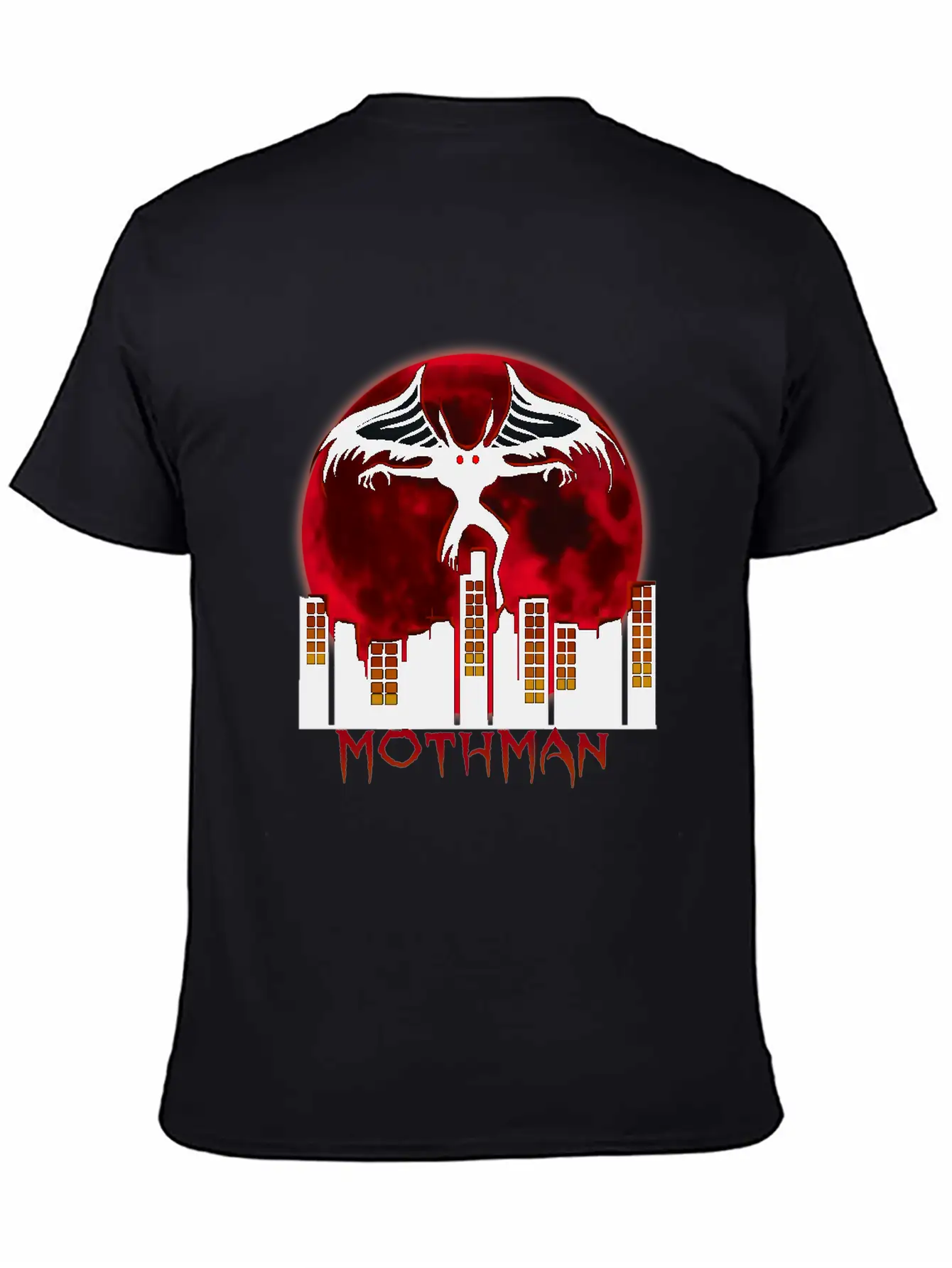 Red Full Moon With Within Urban City Mothman Relaxed Everyday Tee – Lightweight And Durable Cotton