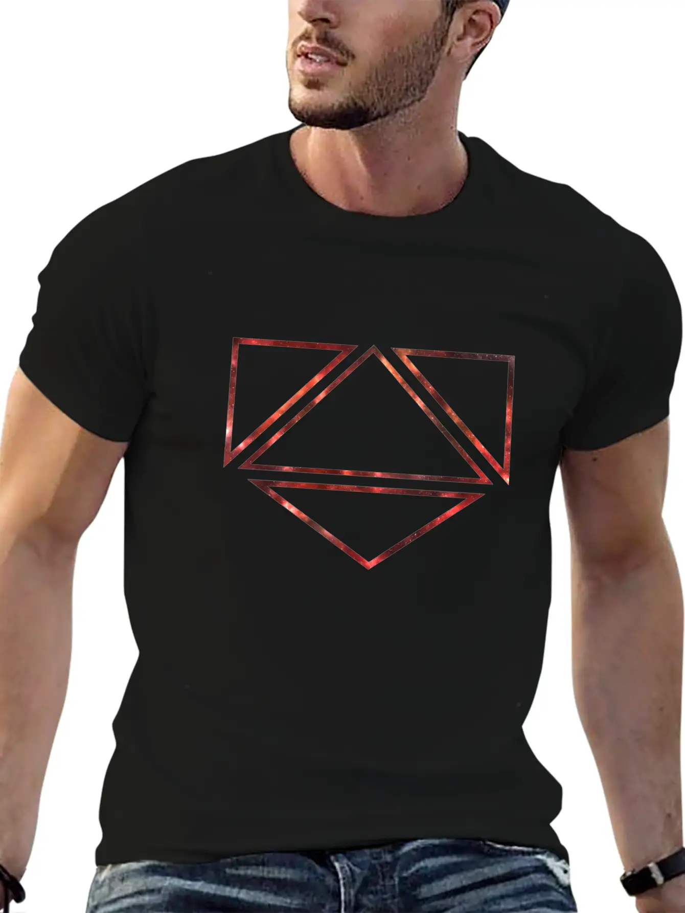 RED GALAXY EFFECT IN A SYMBOL Modern Fit Casual T-Shirt – Clean And Versatile Design