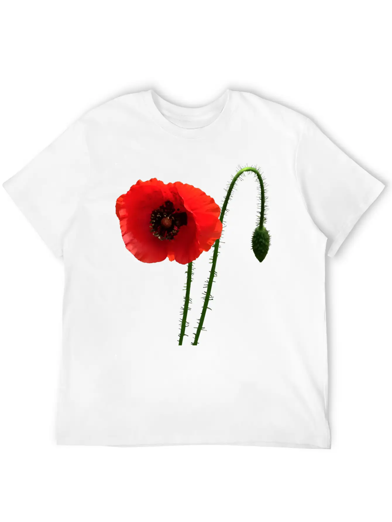 Red Poppy And Bud Relaxed Everyday Tee – Lightweight And Durable Cotton