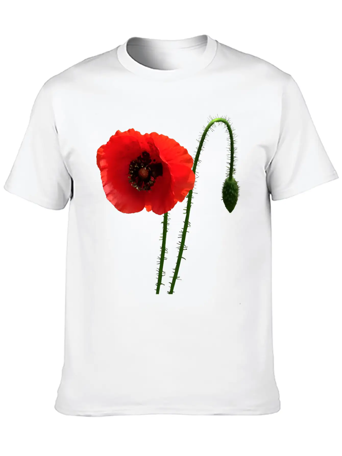 Red Poppy And Bud Relaxed Everyday Tee – Lightweight And Durable Cotton