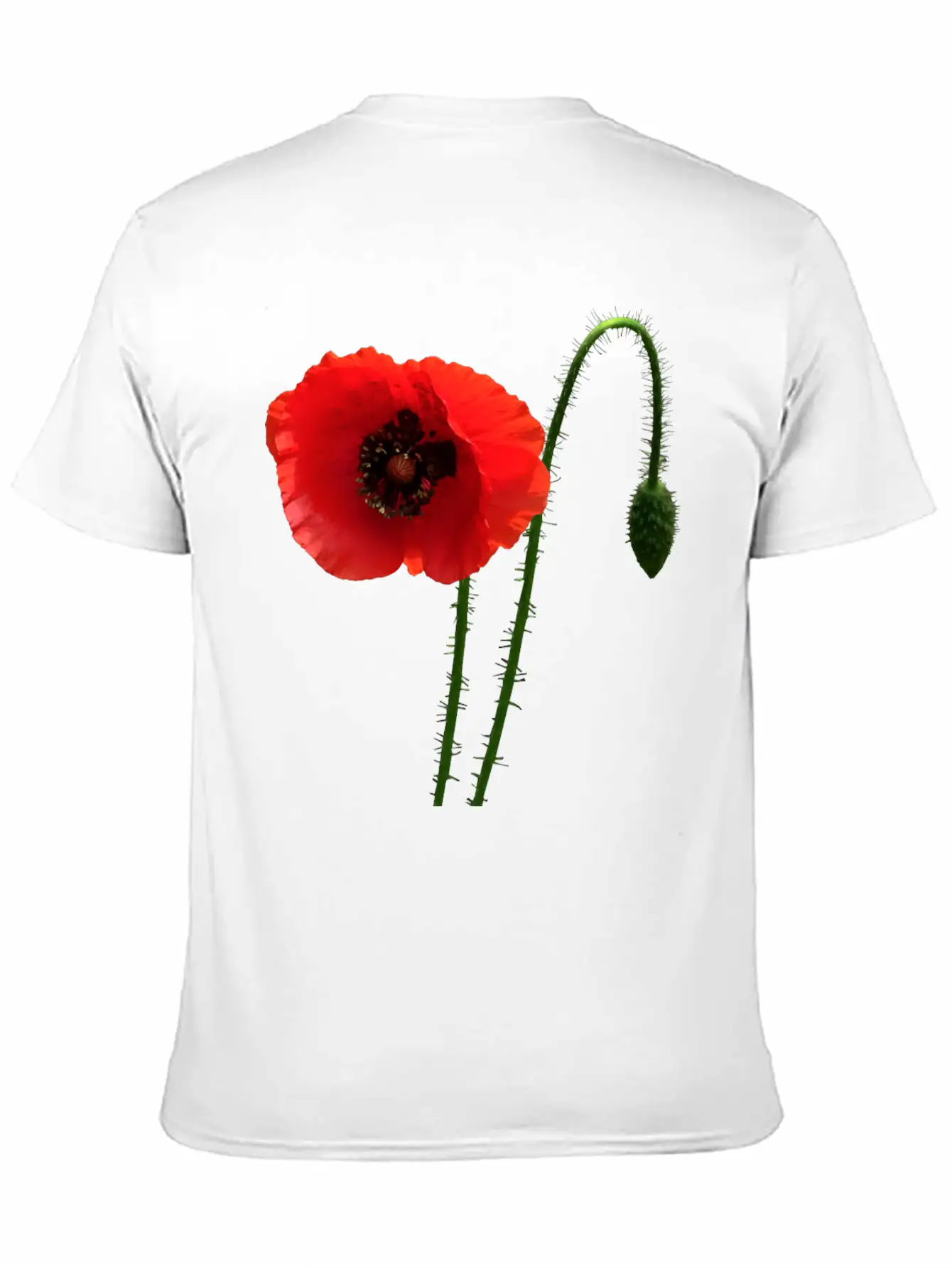 Red Poppy And Bud Relaxed Everyday Tee – Lightweight And Durable Cotton