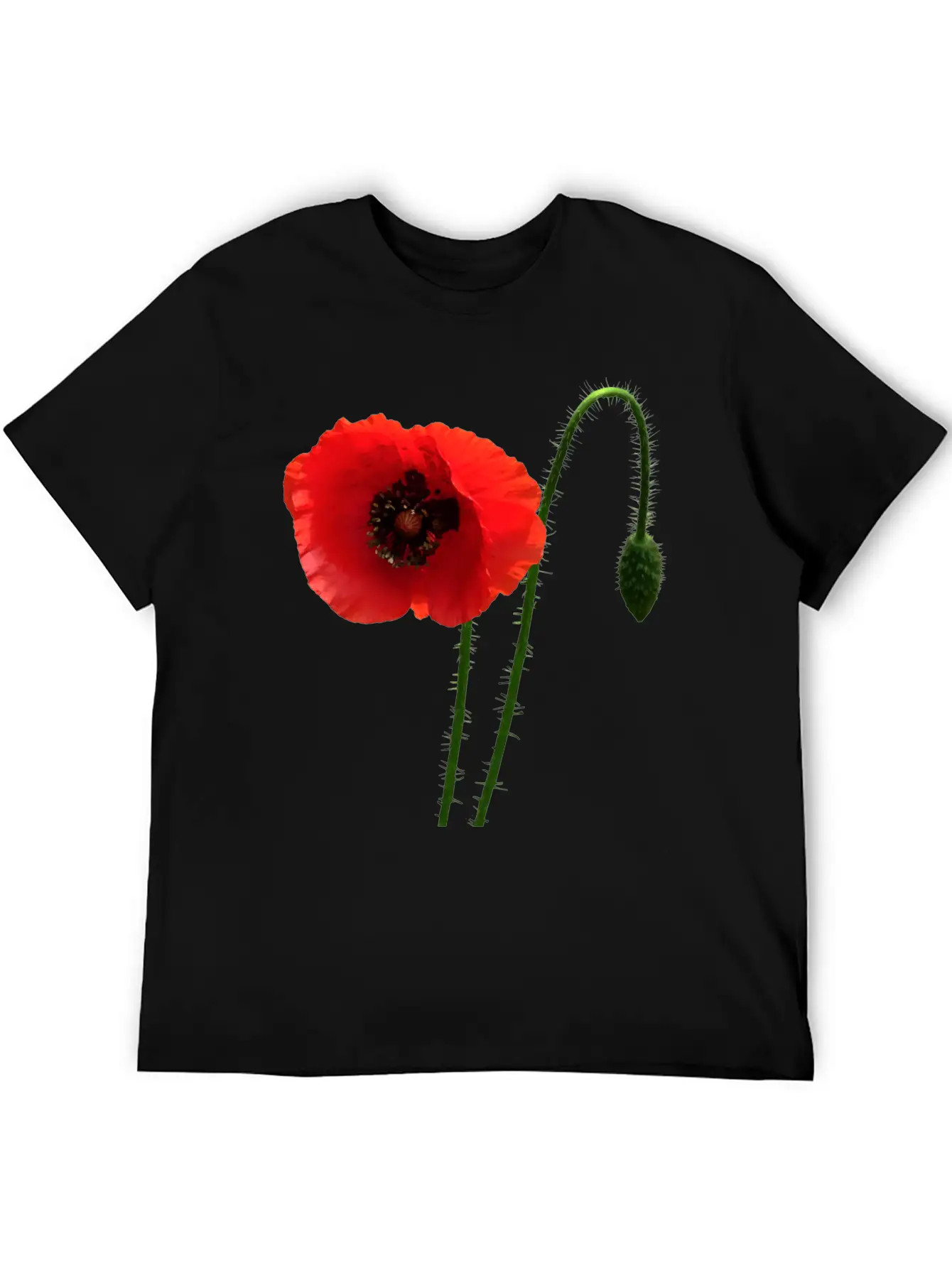 Red Poppy And Bud Relaxed Everyday Tee – Lightweight And Durable Cotton