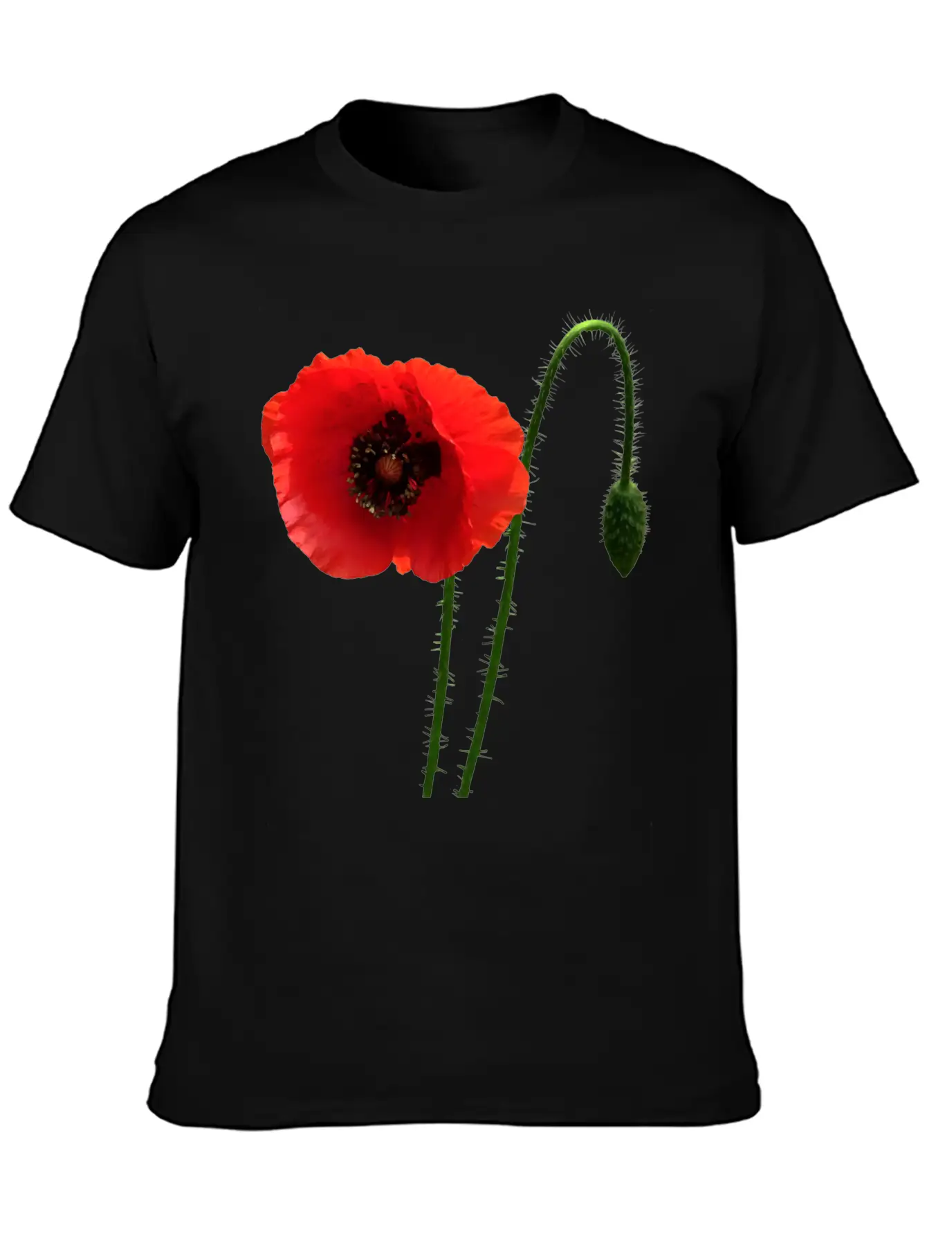 Red Poppy And Bud Relaxed Everyday Tee – Lightweight And Durable Cotton