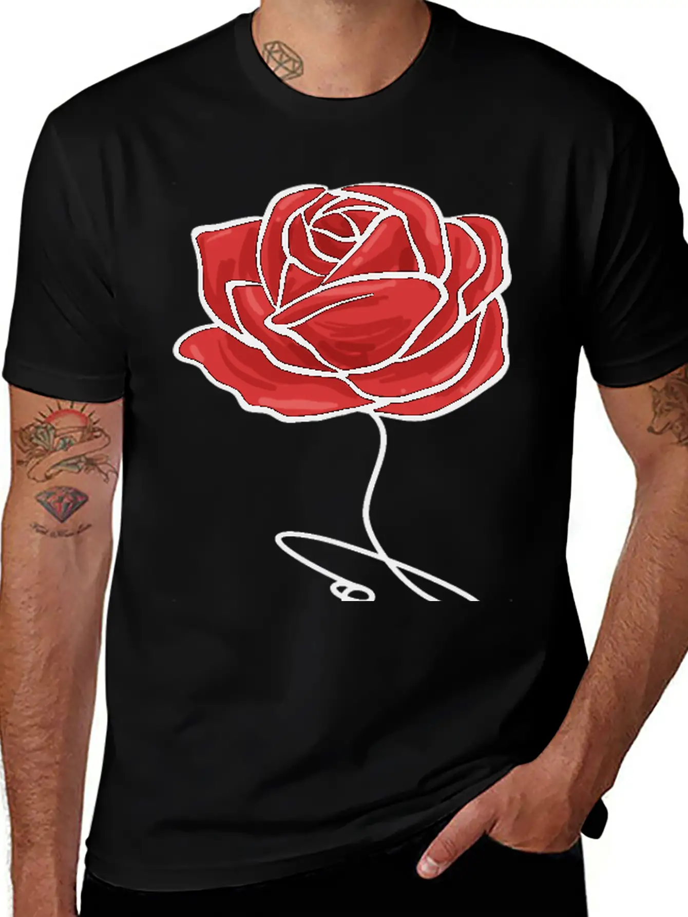 Red Rose Love Modern Fit Casual T-Shirt – Clean And Versatile Design