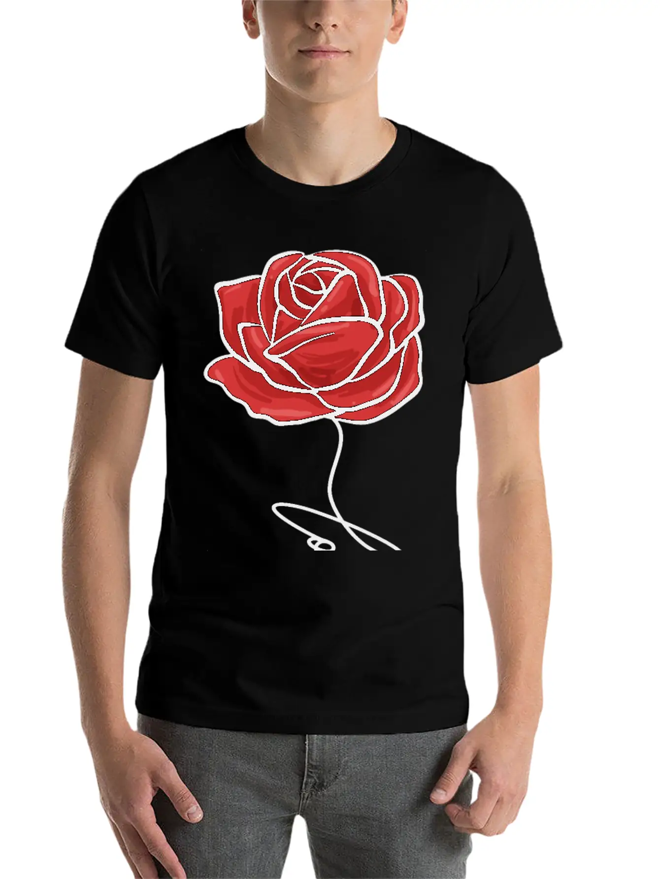 Red Rose Love Modern Fit Casual T-Shirt – Clean And Versatile Design