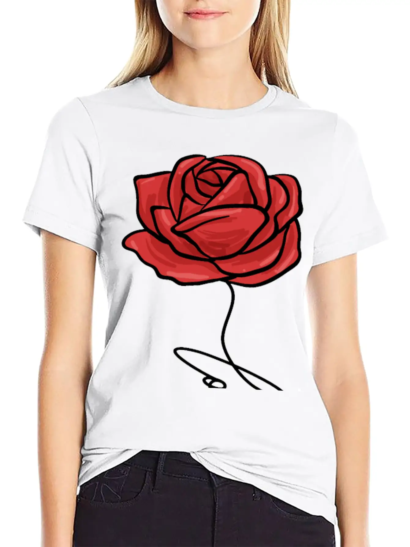 Red Rose Love Modern Fit Casual T-Shirt – Clean And Versatile Design