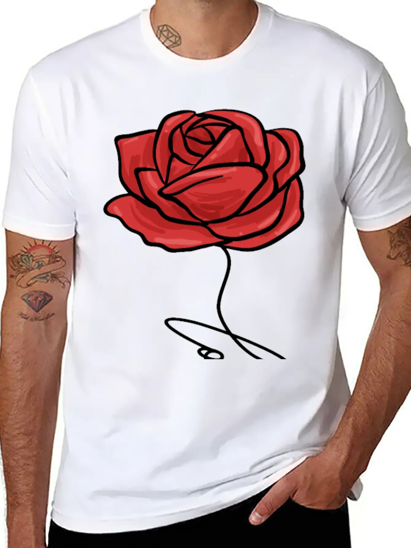 Red Rose Love Modern Fit Casual T-Shirt – Clean And Versatile Design