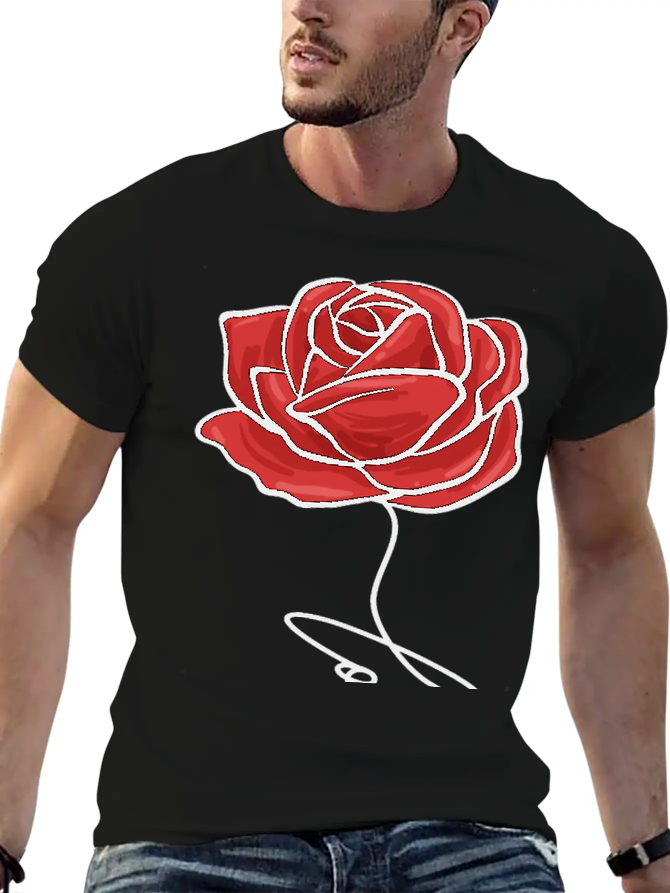 Red Rose Love Modern Fit Casual T-Shirt – Clean And Versatile Design
