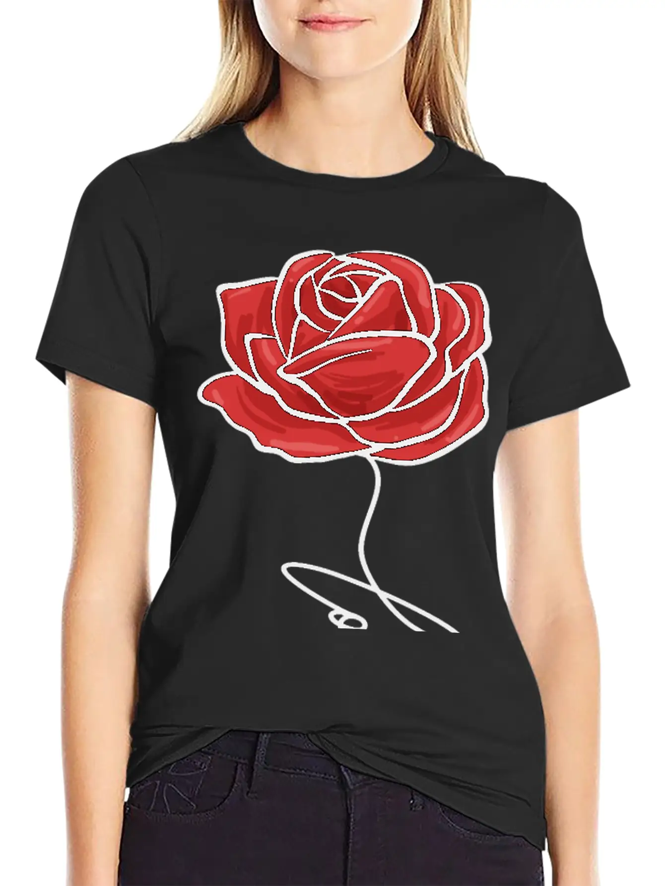 Red Rose Love Modern Fit Casual T-Shirt – Clean And Versatile Design
