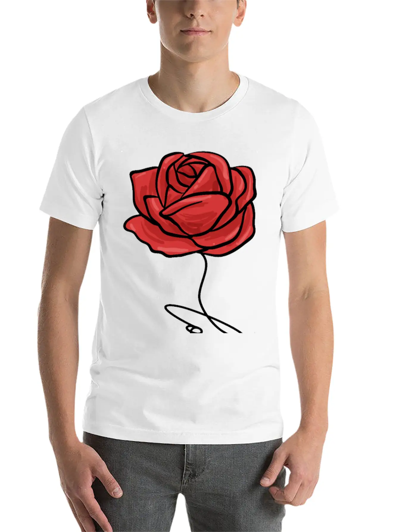 Red Rose Love Modern Fit Casual T-Shirt – Clean And Versatile Design
