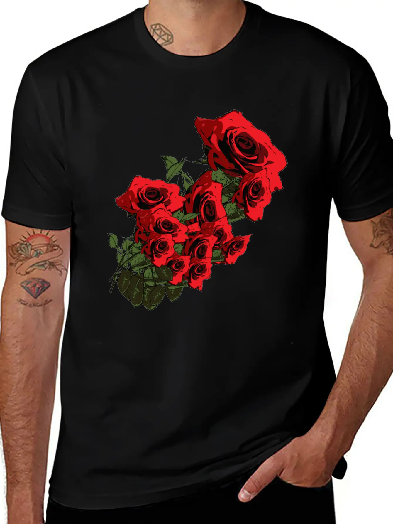Red-roses-spring Flowers Relaxed Everyday Tee – Lightweight And Durable Cotton