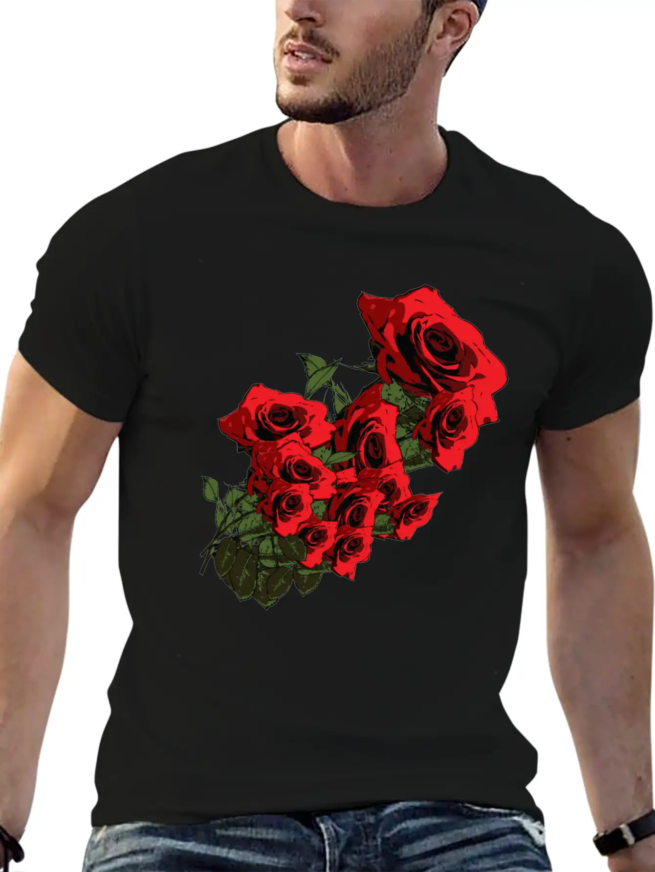 Red-roses-spring Flowers Relaxed Everyday Tee – Lightweight And Durable Cotton