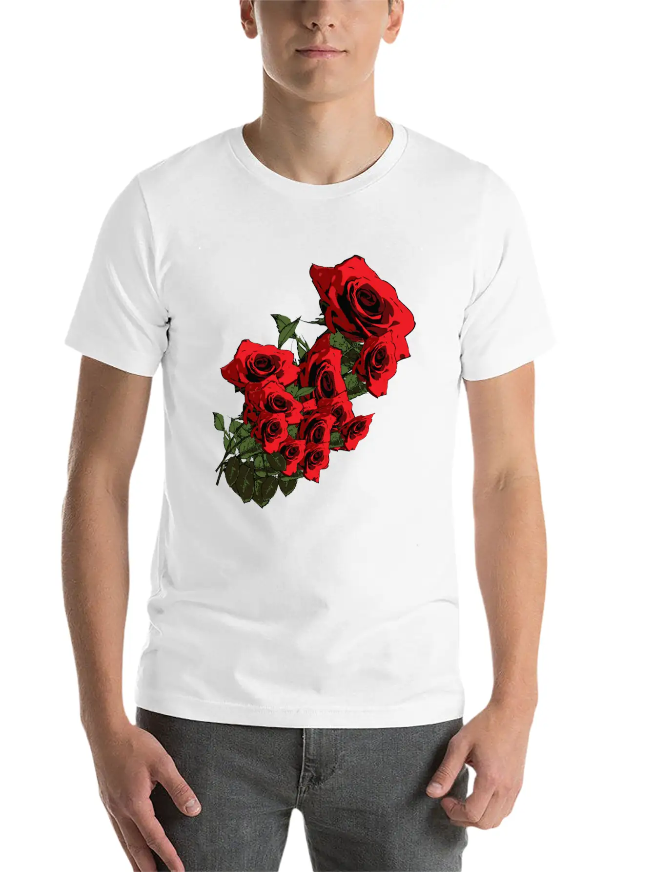 Red-roses-spring Flowers Relaxed Everyday Tee – Lightweight And Durable Cotton