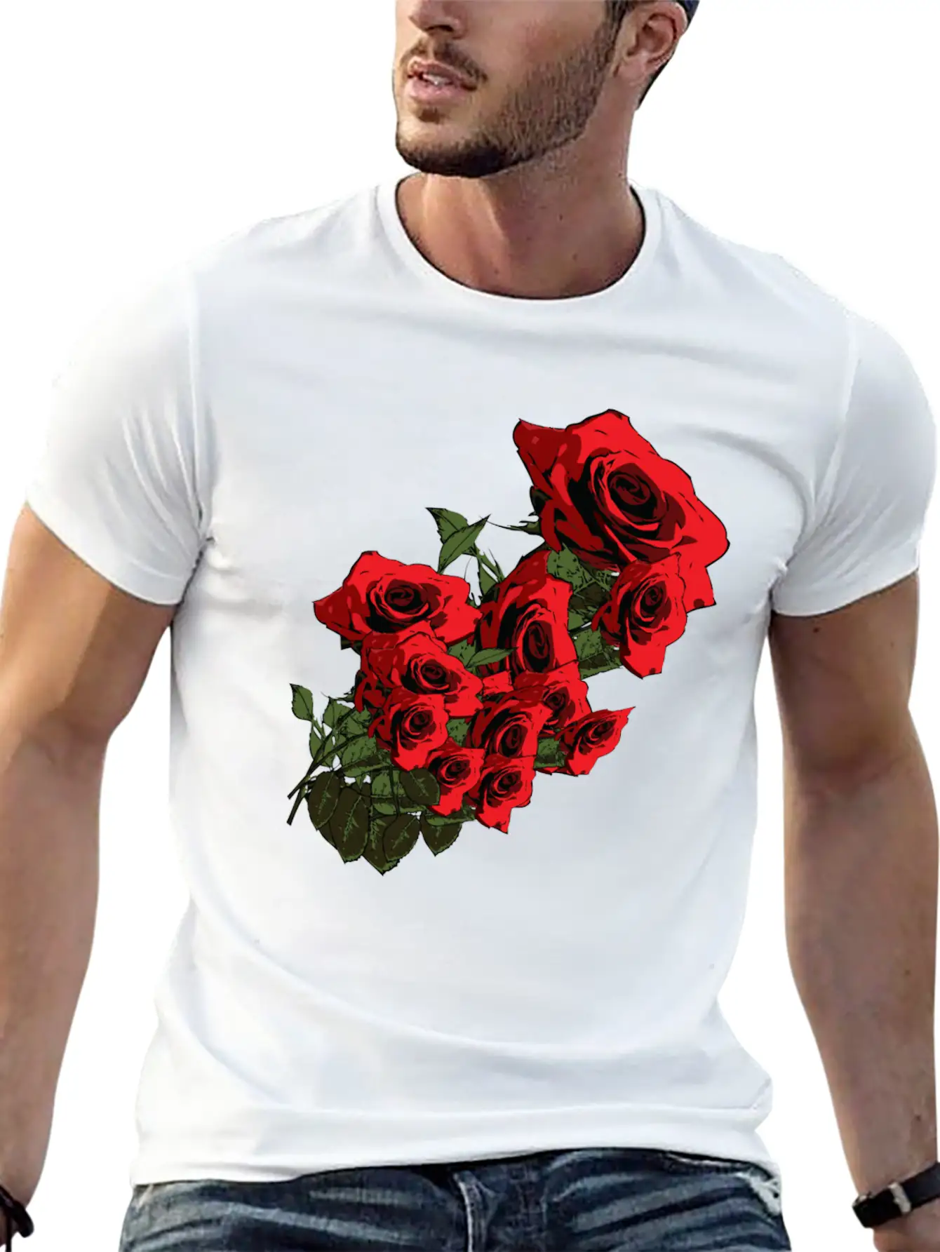 Red-roses-spring Flowers Relaxed Everyday Tee – Lightweight And Durable Cotton