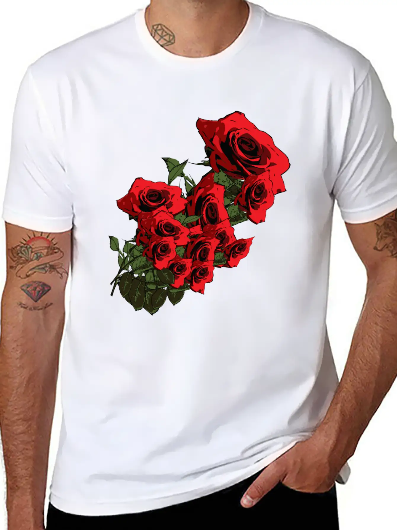 Red-roses-spring Flowers Relaxed Everyday Tee – Lightweight And Durable Cotton