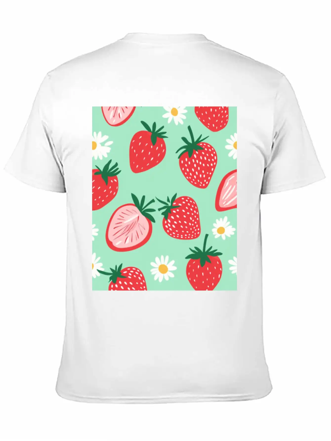 Red Strawberries &Daisies Pattern Phone Case Cover Essential Cotton Tee For Daily Outfits – Unisex Style