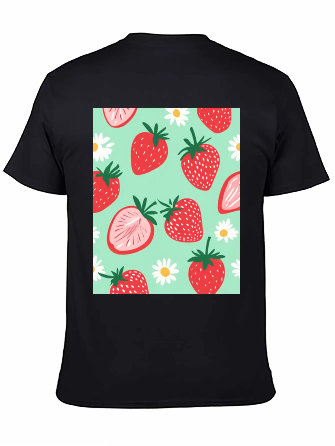 Red Strawberries &Daisies Pattern Phone Case Cover Essential Cotton Tee For Daily Outfits – Unisex Style