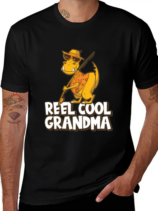 Reel Cool Grandma Grandchildren T Rex Fishing Boat Soft Cotton Short Sleeve Tee – Unisex Wardrobe Staple