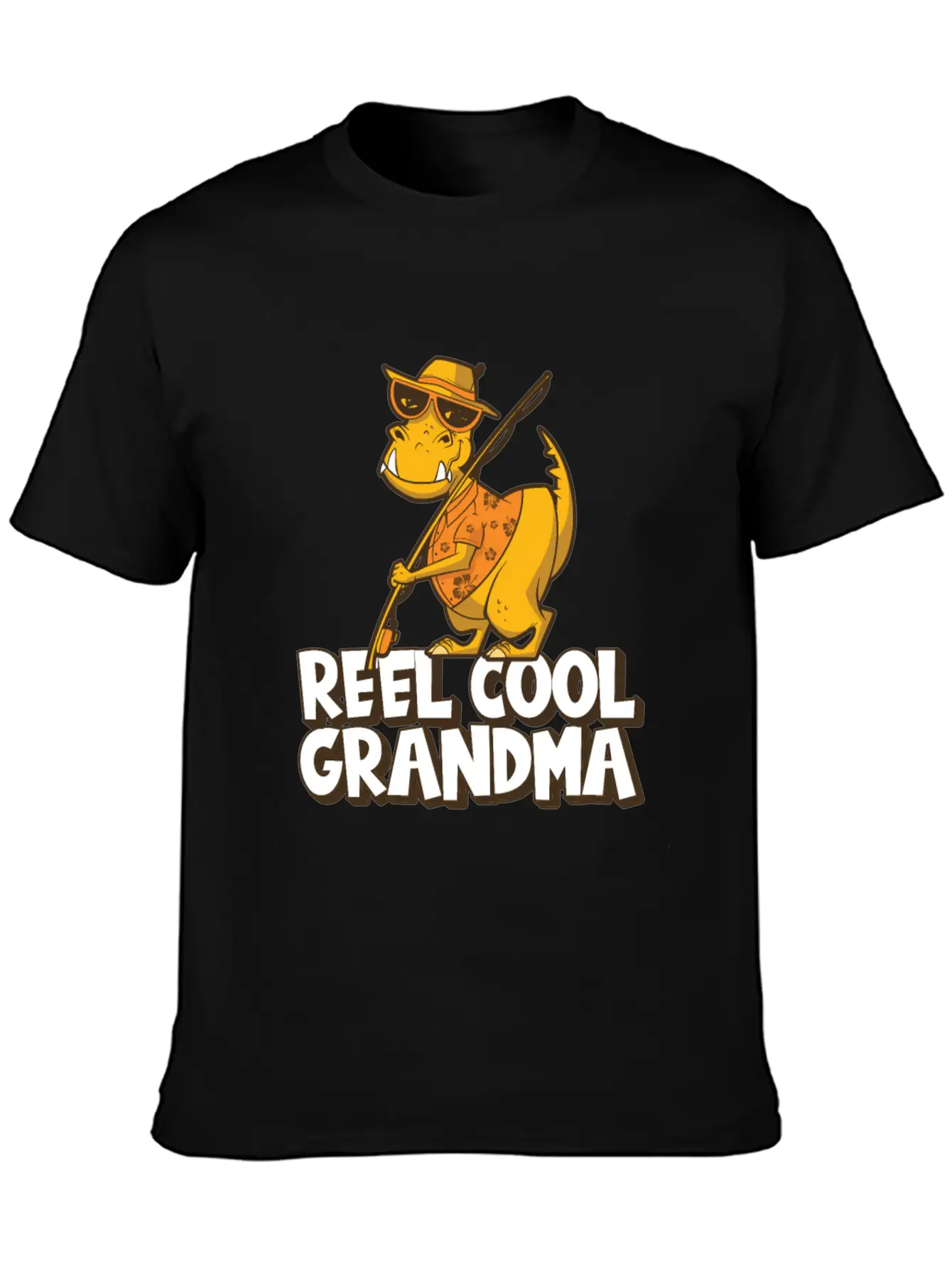 Reel Cool Grandma Grandchildren T Rex Fishing Boat Soft Cotton Short Sleeve Tee – Unisex Wardrobe Staple