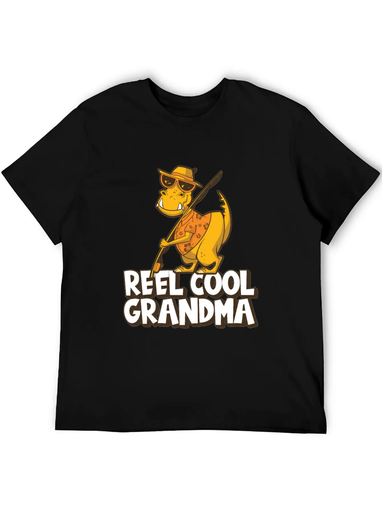 Reel Cool Grandma Grandchildren T Rex Fishing Boat Soft Cotton Short Sleeve Tee – Unisex Wardrobe Staple