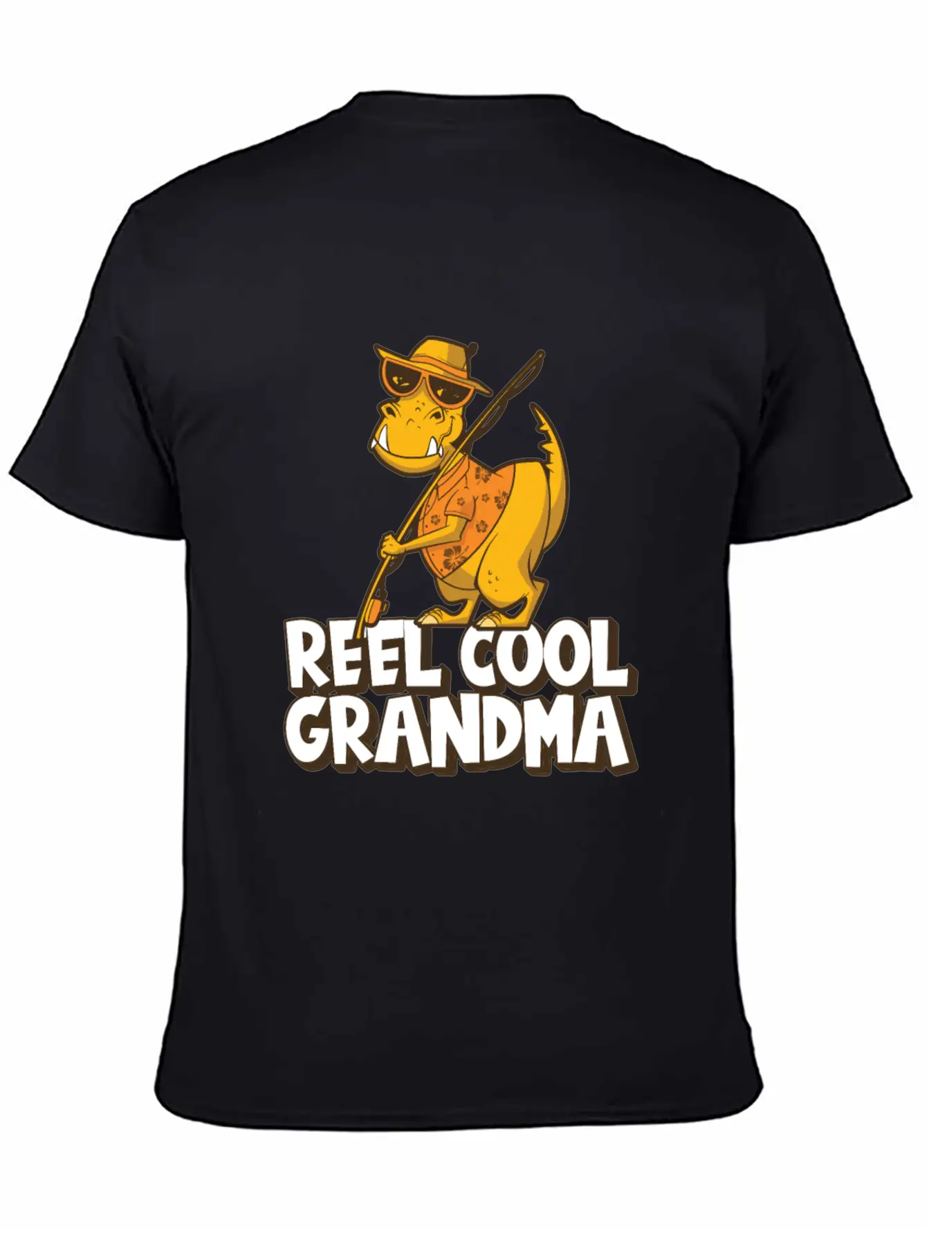 Reel Cool Grandma Grandchildren T Rex Fishing Boat Soft Cotton Short Sleeve Tee – Unisex Wardrobe Staple