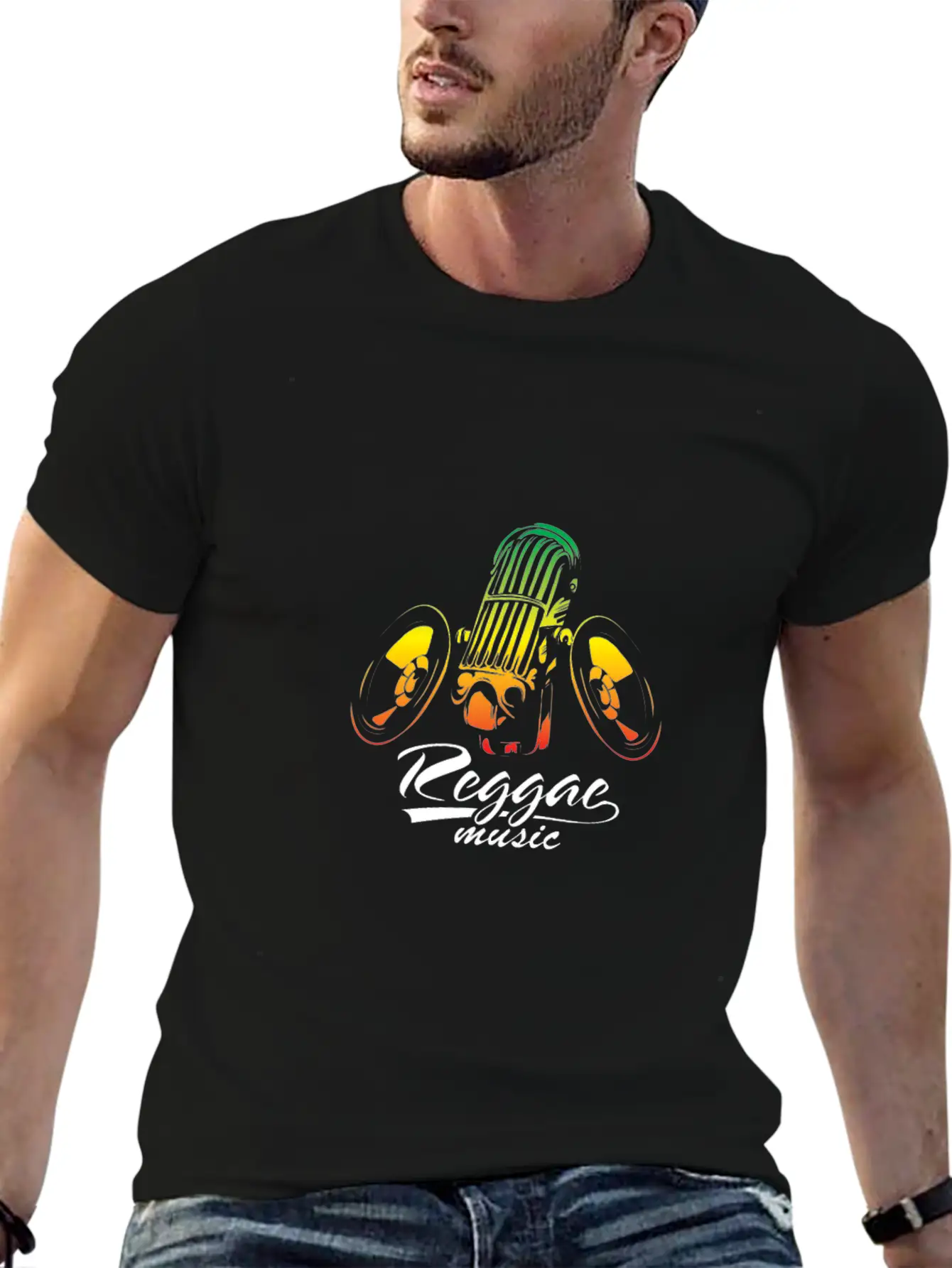 Reggae Music Speaker & Mic Comfortable Minimalist Graphic Tee – Summer Style Essential