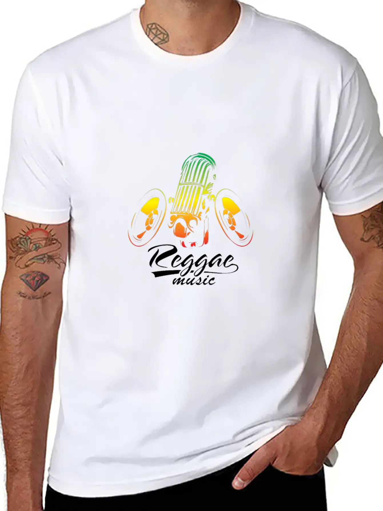 Reggae Music Speaker & Mic Comfortable Minimalist Graphic Tee – Summer Style Essential