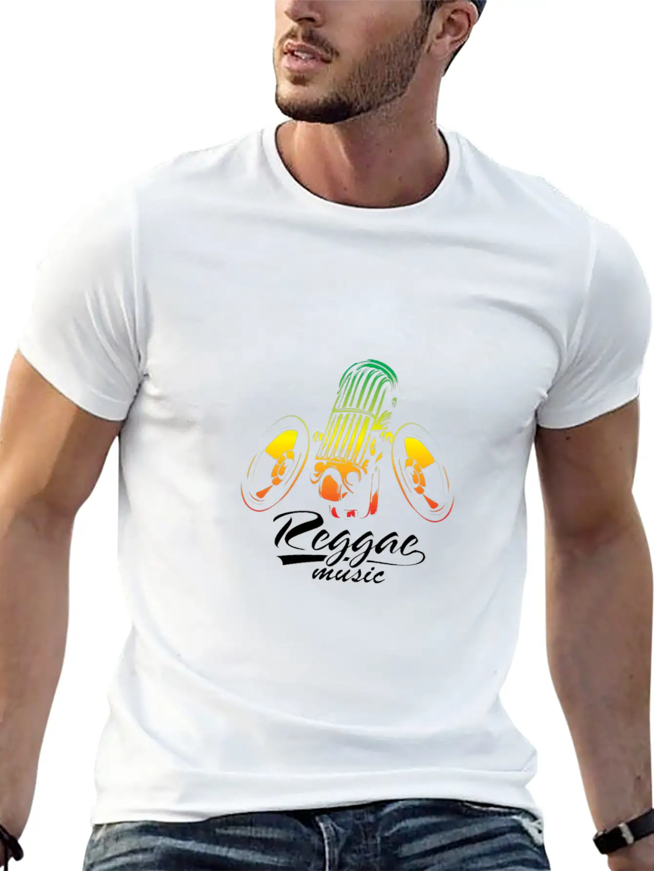 Reggae Music Speaker & Mic Comfortable Minimalist Graphic Tee – Summer Style Essential
