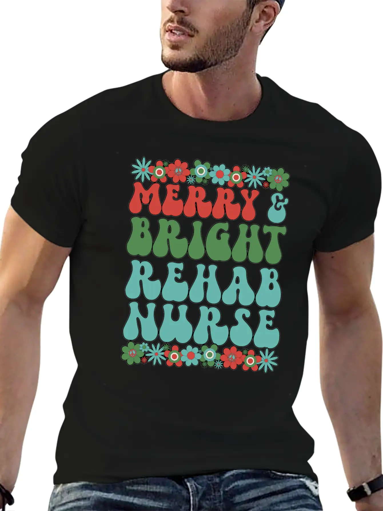 Rehab Nurse Christmas Rehabilitation Nursing Xmas Modern Fit Casual T-Shirt – Clean And Versatile Design